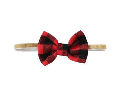 The Felicity - Baby Girl Dress With Small Fly Sleeve Checkered Dress and Bow Headband