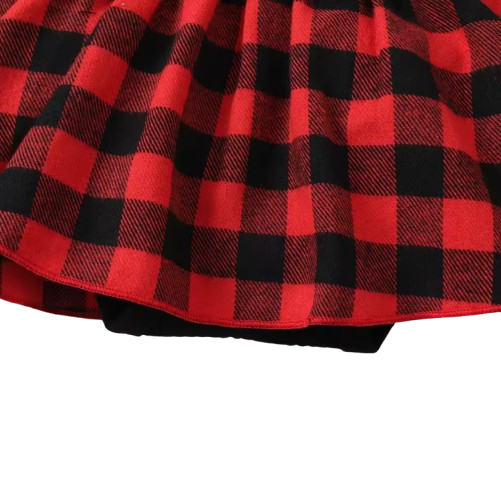 The Felicity - Baby Girl Dress With Small Fly Sleeve Checkered Dress and Bow Headband