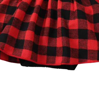 The Felicity - Baby Girl Dress With Small Fly Sleeve Checkered Dress and Bow Headband