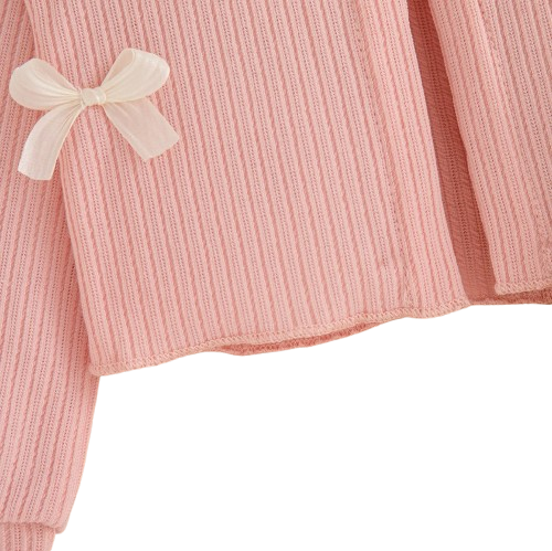 The Alexandria - Baby Girl Pink Bow Knit Red Coat with Sleeveless Cake Dress