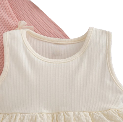 The Alexandria - Baby Girl Pink Bow Knit Red Coat with Sleeveless Cake Dress