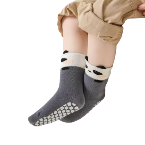 The Cassius - Baby Unisex 4 Pairs Anti-Slip Dot Floor Socks Panda Pattern Mid-Calf Walking Socks