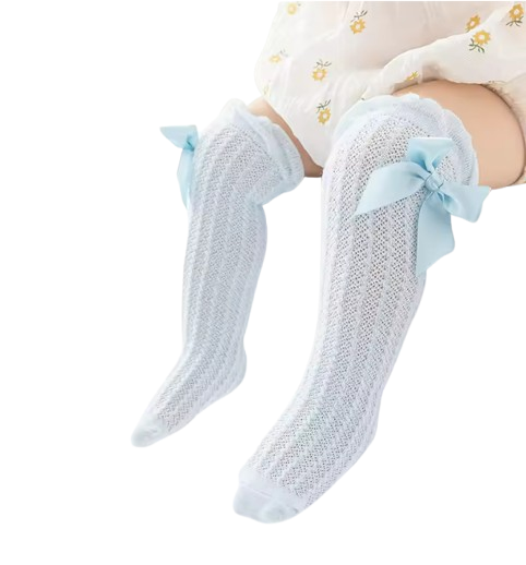 The Renata - Baby Girl Stockings Solid Color Mesh Thin Over-the-Knee Socks