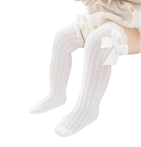The Renata - Baby Girl Stockings Solid Color Mesh Thin Over-the-Knee Socks