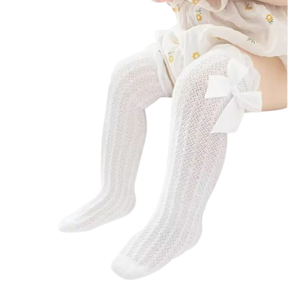 The Renata - Baby Girl Stockings Solid Color Mesh Thin Over-the-Knee Socks