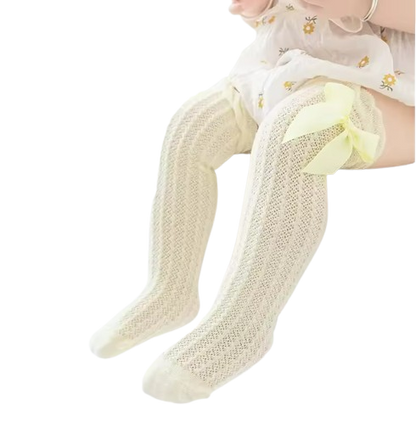 The Renata - Baby Girl Stockings Solid Color Mesh Thin Over-the-Knee Socks