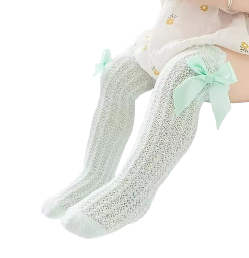 The Renata - Baby Girl Stockings Solid Color Mesh Thin Over-the-Knee Socks