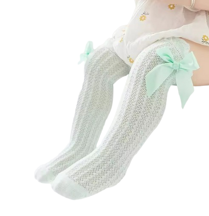 The Renata - Baby Girl Stockings Solid Color Mesh Thin Over-the-Knee Socks