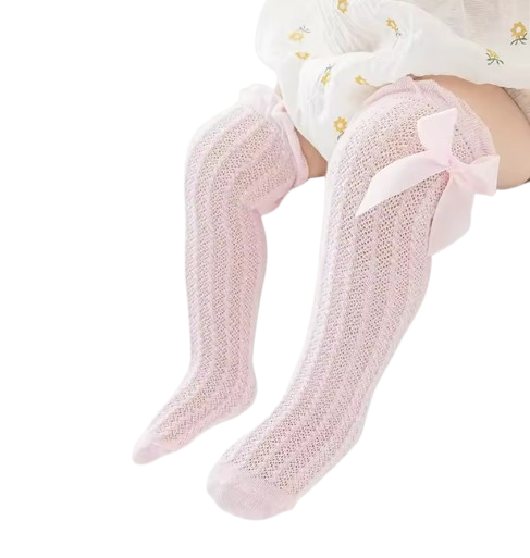 The Renata - Baby Girl Stockings Solid Color Mesh Thin Over-the-Knee Socks