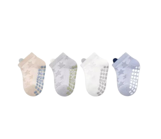 The Ainsley - Baby Unisex 4 Pairs Cotton Breathable Non-slip Floor Socks