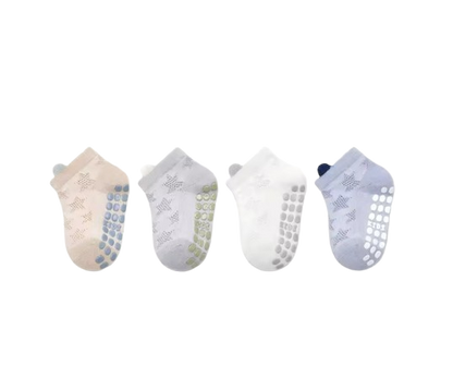 The Ainsley - Baby Unisex 4 Pairs Cotton Breathable Non-slip Floor Socks