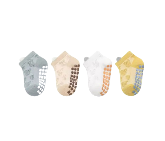 The Ainsley - Baby Unisex 4 Pairs Cotton Breathable Non-slip Floor Socks
