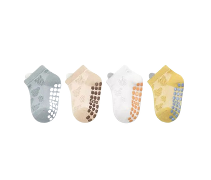 The Ainsley - Baby Unisex 4 Pairs Cotton Breathable Non-slip Floor Socks