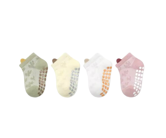 The Ainsley - Baby Unisex 4 Pairs Cotton Breathable Non-slip Floor Socks