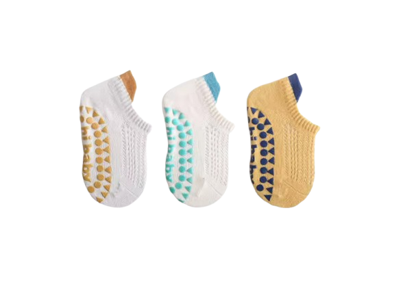 The Brooklynn - Baby Unisex 3 Pairs Cotton Thin Mesh Non-Slip Floor Socks