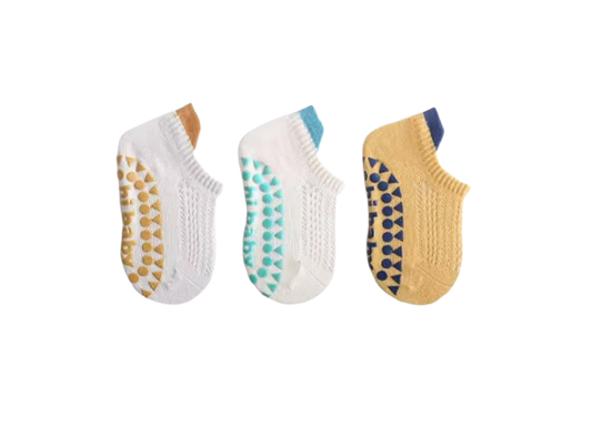 The Brooklynn - Baby Unisex 3 Pairs Cotton Thin Mesh Non-Slip Floor Socks