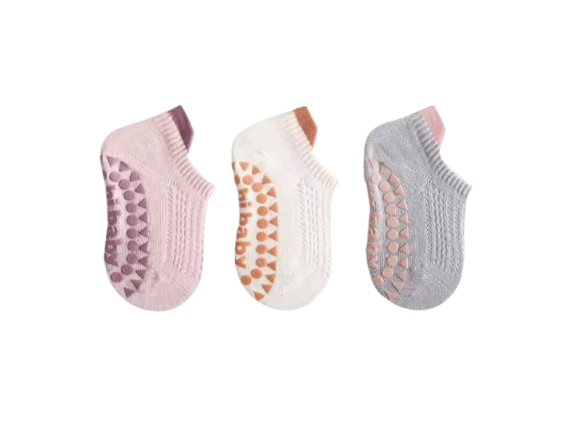 The Brooklynn - Baby Unisex 3 Pairs Cotton Thin Mesh Non-Slip Floor Socks