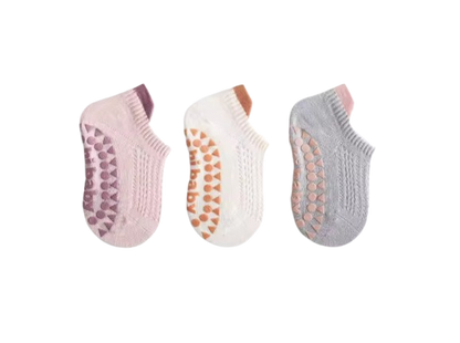 The Brooklynn - Baby Unisex 3 Pairs Cotton Thin Mesh Non-Slip Floor Socks