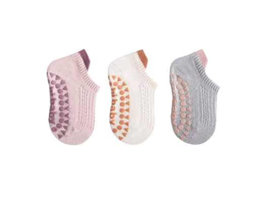 The Brooklynn - Baby Unisex 3 Pairs Cotton Thin Mesh Non-Slip Floor Socks