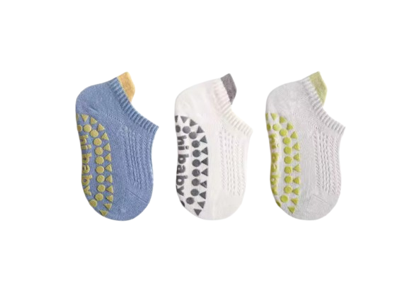 The Brooklynn - Baby Unisex 3 Pairs Cotton Thin Mesh Non-Slip Floor Socks