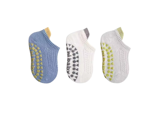 The Brooklynn - Baby Unisex 3 Pairs Cotton Thin Mesh Non-Slip Floor Socks