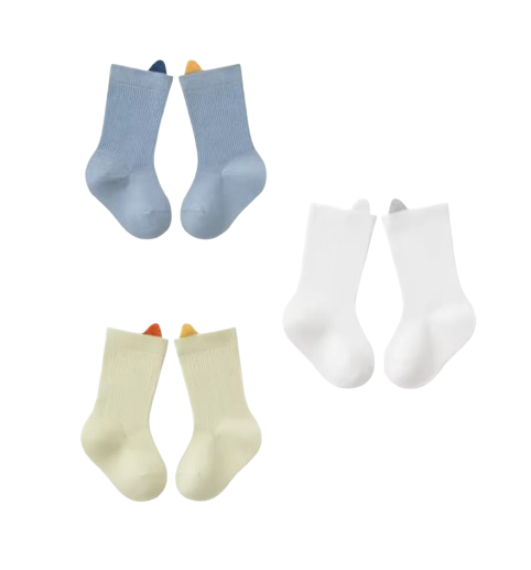 The Kora - Baby Girl 3 Pairs Solid Colour Daily Wear Socks