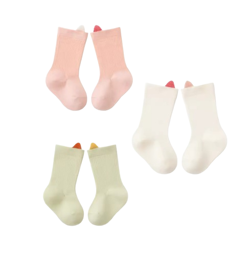 The Kora - Baby Girl 3 Pairs Solid Colour Daily Wear Socks