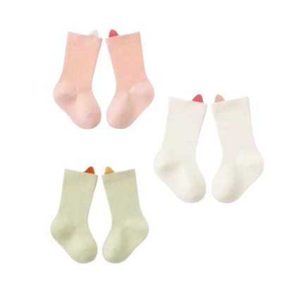 The Kora - Baby Girl 3 Pairs Solid Colour Daily Wear Socks