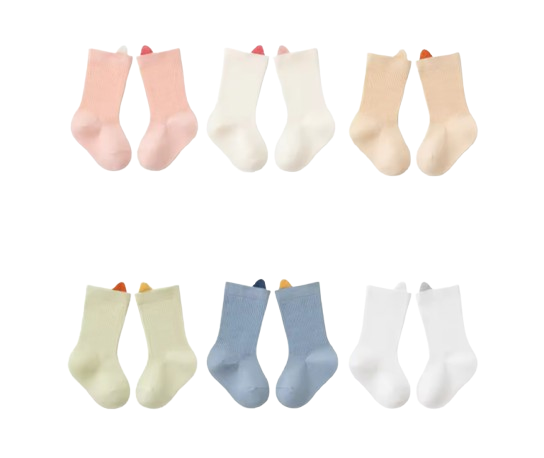 The Kora - Baby Girl 6 Pairs Solid Colour Daily Wear Socks