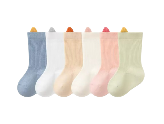 The Kora - Baby Girl 6 Pairs Solid Colour Daily Wear Socks