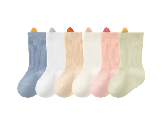 The Kora - Baby Girl 6 Pairs Solid Colour Daily Wear Socks