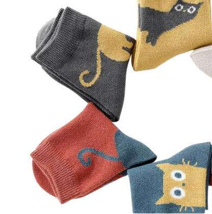 The Camilo - Baby Unisex 5 Pairs Cartoon Cat Pattern Breathable Socks