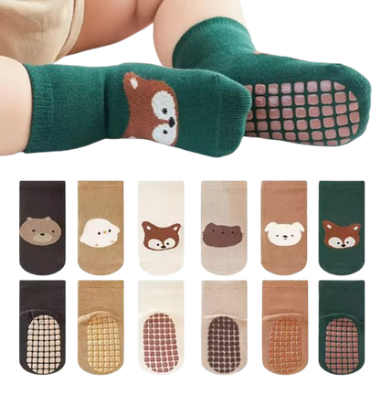 The Eliel - Baby Unisex Non-Slip Cute Cartoon Fox and Bear Pattern Socks