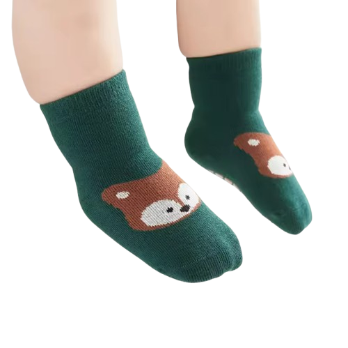 The Eliel - Baby Unisex Non-Slip Cute Cartoon Fox and Bear Pattern Socks