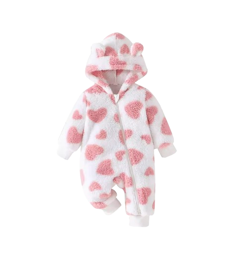 The Tru - Baby Unisex Cute Plush Leopard‑Print Hooded Jumpsuit for Autumn & Winter
