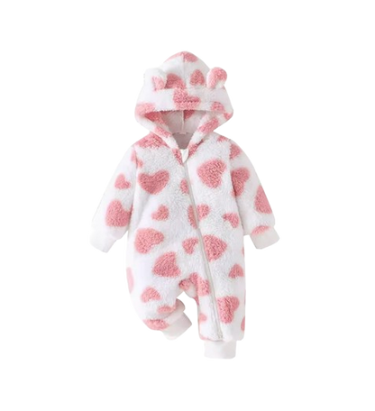 The Tru - Baby Unisex Cute Plush Leopard‑Print Hooded Jumpsuit for Autumn & Winter