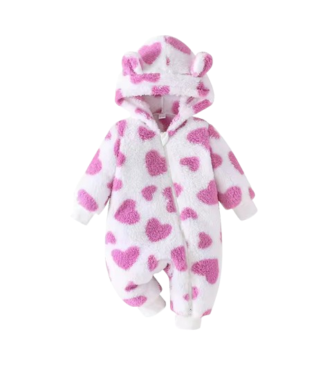 The Tru - Baby Unisex Cute Plush Leopard‑Print Hooded Jumpsuit for Autumn & Winter