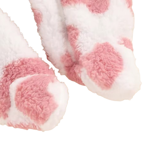 The Tru - Baby Unisex Cute Pink Heart Plush Leopard‑Print Hooded Jumpsuit for Autumn & Winter