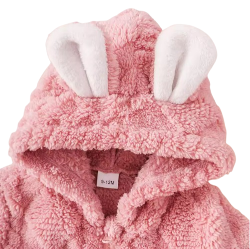 The Amanda - Baby Girls Winter Fleece Pink Hooded Romper – Soft, Warm All‑in‑One Outfit for Infants