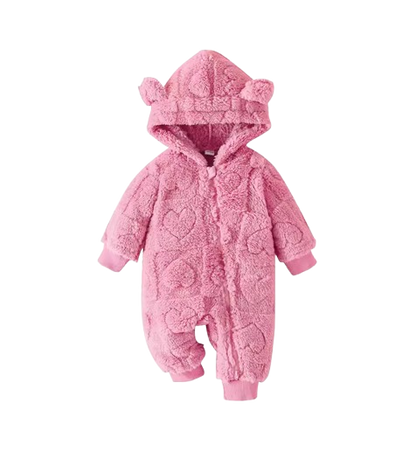The Moises - Baby Unisex Newborn Winter Plush Romper – Solid Color Hooded Long‑Sleeve Zip‑Up Jumpsuit for Infants & Toddlers