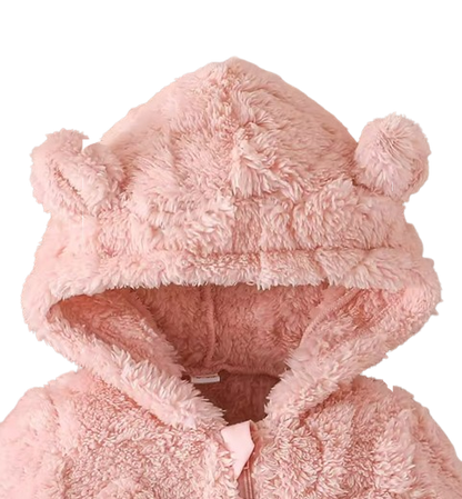 The Moises - Baby Unisex Newborn Winter Plush Romper – Solid Color Hooded Long‑Sleeve Zip‑Up Jumpsuit for Infants & Toddlers