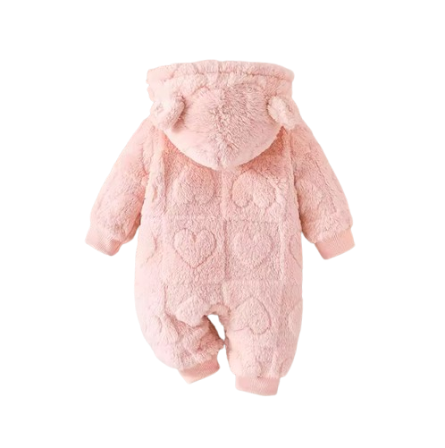 The Moises - Baby Unisex Newborn Winter Plush Romper – Solid Color Hooded Long‑Sleeve Zip‑Up Jumpsuit for Infants & Toddlers
