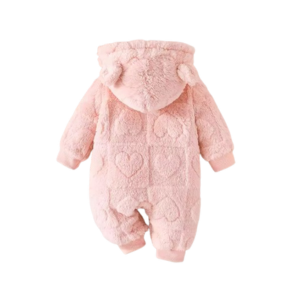 The Moises - Baby Unisex Newborn Winter Plush Romper – Solid Color Hooded Long‑Sleeve Zip‑Up Jumpsuit for Infants & Toddlers