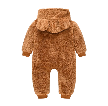 The Vin - Baby Unisex Light Brown Spring/Autumn Plush Romper – Hooded Warm Bear Jumpsuit for Infants & Toddlers