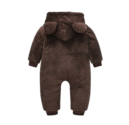 The Vin - Baby Unisex Chocolate Brown Spring/Autumn Plush Romper – Hooded Warm Bear Jumpsuit for Infants & Toddlers