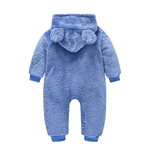 The Vin - Baby Unisex Blue Spring/Autumn Plush Romper – Hooded Warm Bear Jumpsuit for Infants & Toddlers