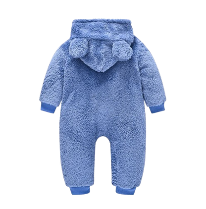 The Vin - Baby Unisex Blue Spring/Autumn Plush Romper – Hooded Warm Bear Jumpsuit for Infants & Toddlers