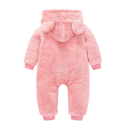 The Vin - Baby Unisex Light Pink Spring/Autumn Plush Romper – Hooded Warm Bear Jumpsuit for Infants & Toddlers