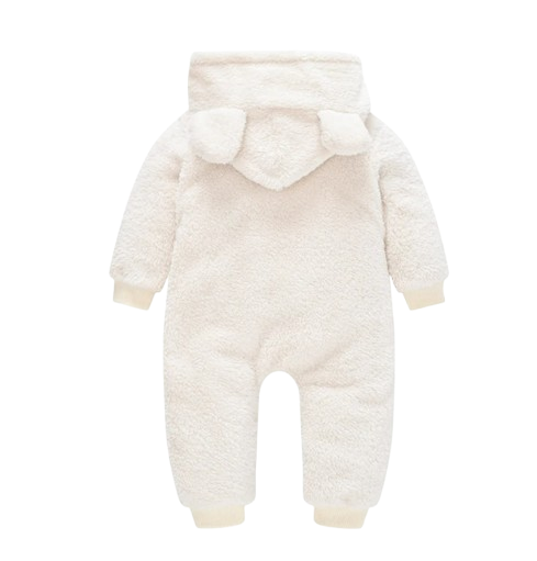 The Vin - Baby Unisex White Spring/Autumn Plush Romper – Hooded Warm Bear Jumpsuit for Infants & Toddlers