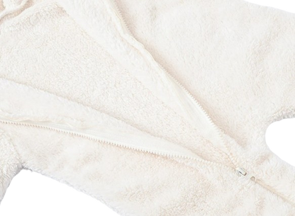 The Vin - Baby Unisex White Spring/Autumn Plush Romper – Hooded Warm Bear Jumpsuit for Infants & Toddlers